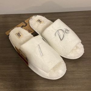 Dearfoams dluxe I Do wedding slippers gift womens xl 11/12
